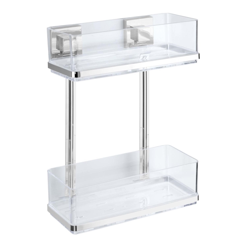 WENKO 22691100-Shelf VACUUM-LOC QUADRO ED 25,5x32,5 cm silver/polished chrome/clear