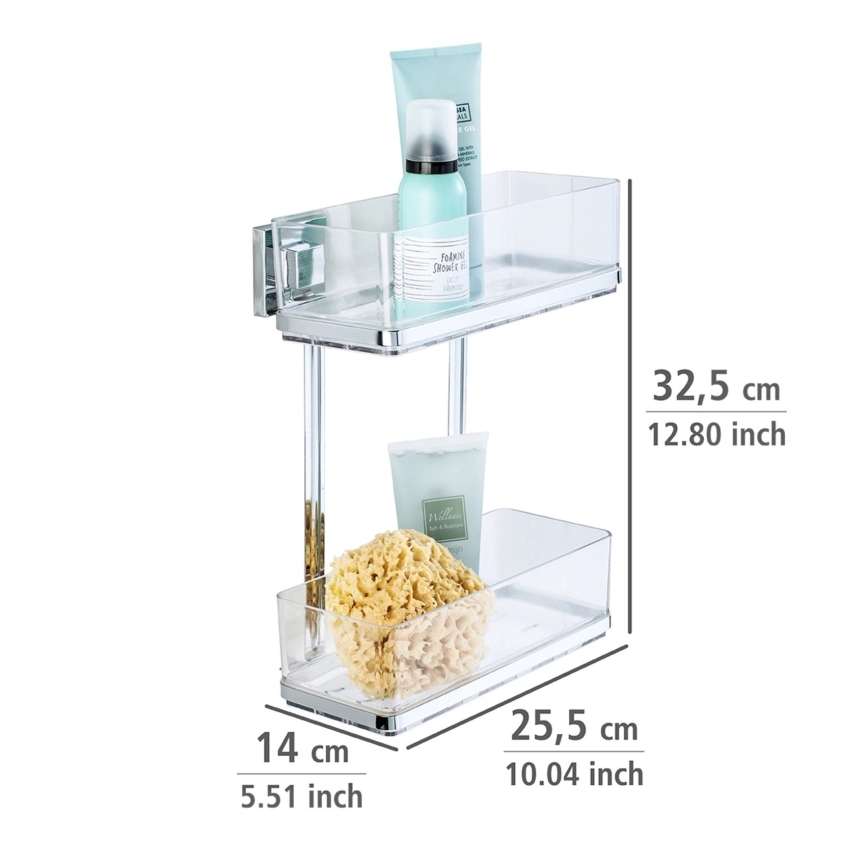 WENKO 22691100-Shelf VACUUM-LOC QUADRO ED 25,5x32,5 cm silver/polished chrome/clear