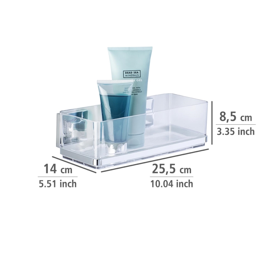 WENKO 22692100-Shelf VACUUM-LOC QUADRO ED 25,5x14 cm silver/clear