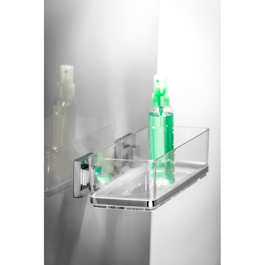 WENKO 22692100-Shelf VACUUM-LOC QUADRO ED 25,5x14 cm silver/clear