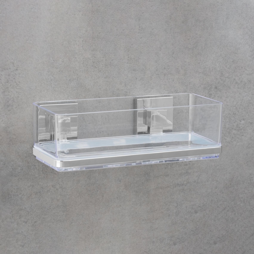 WENKO 22692100-Shelf VACUUM-LOC QUADRO ED 25,5x14 cm silver/clear