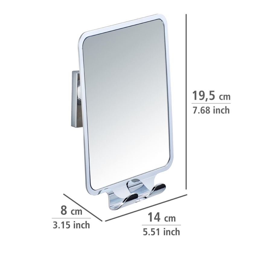 WENKO 22693100 - Makeup Mirror VACUUM-LOC QUADRO ED 14 x 19.5 cm, Polished Chrome