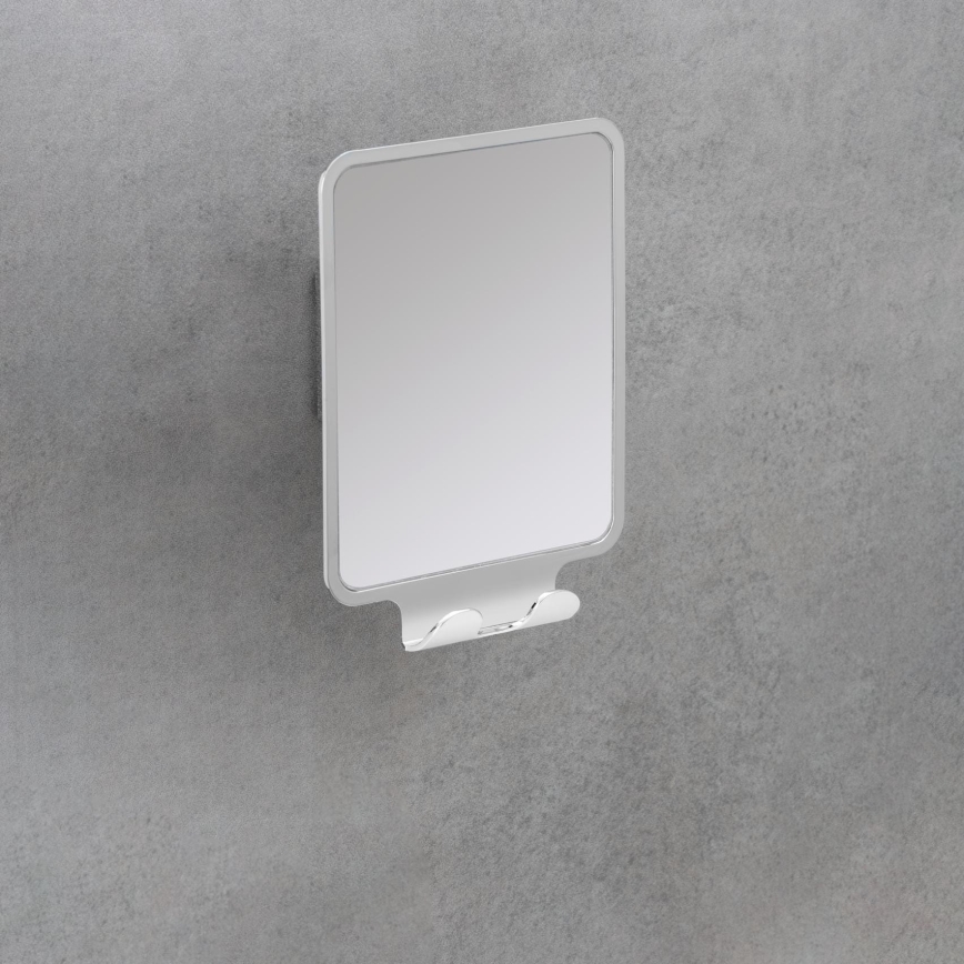 WENKO 22693100 - Makeup Mirror VACUUM-LOC QUADRO ED 14 x 19.5 cm, Polished Chrome