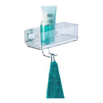 WENKO 22694100-Shelf VACUUM-LOC QUADRO ED 25.5 x 15 cm silver / glossy chrome / clear