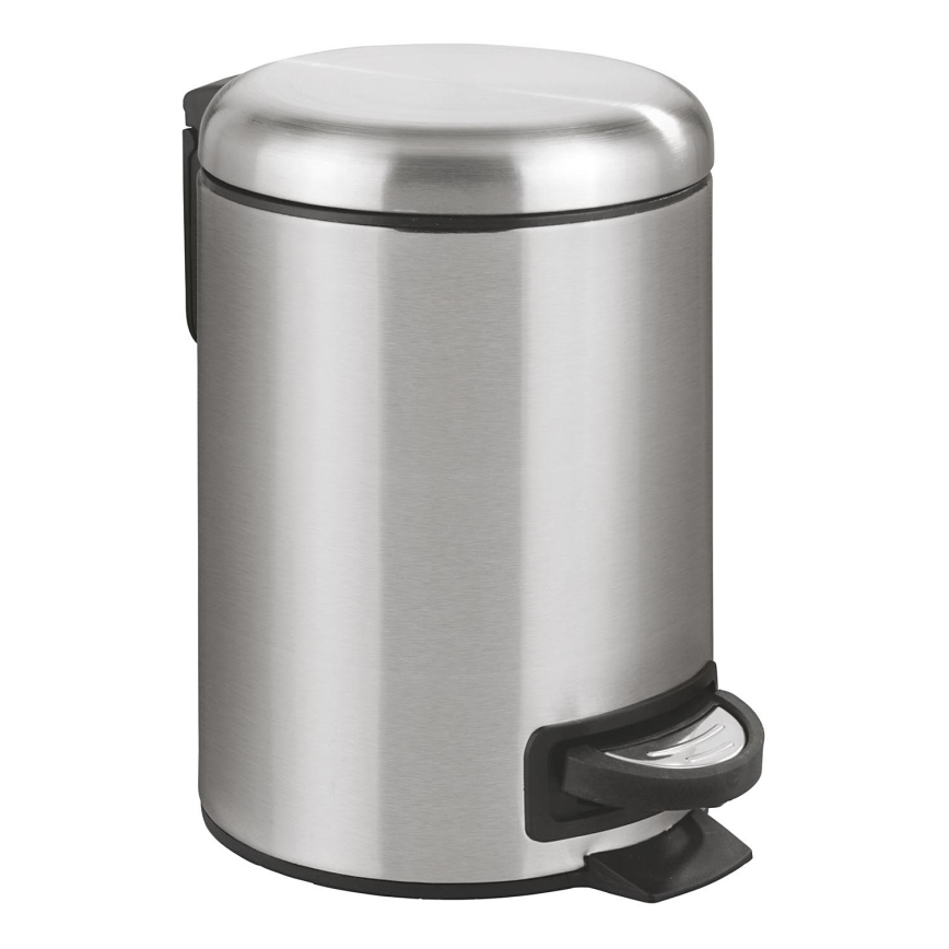 WENKO 22702100 - LEMAN Waste Bin 17x25 cm stainless steel/satin/black