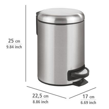 WENKO 22702100 - LEMAN Waste Bin 17x25 cm stainless steel/satin/black
