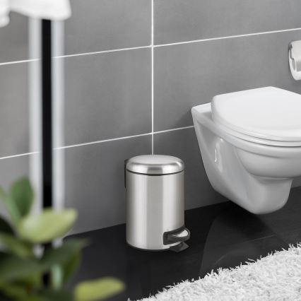 WENKO 22702100 - LEMAN Waste Bin 17x25 cm stainless steel/satin/black