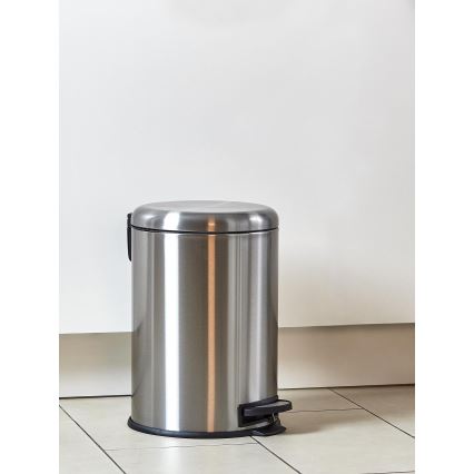 WENKO 22704100 - LEMAN Waste Bin 30,5x44 cm stainless steel/satin/black