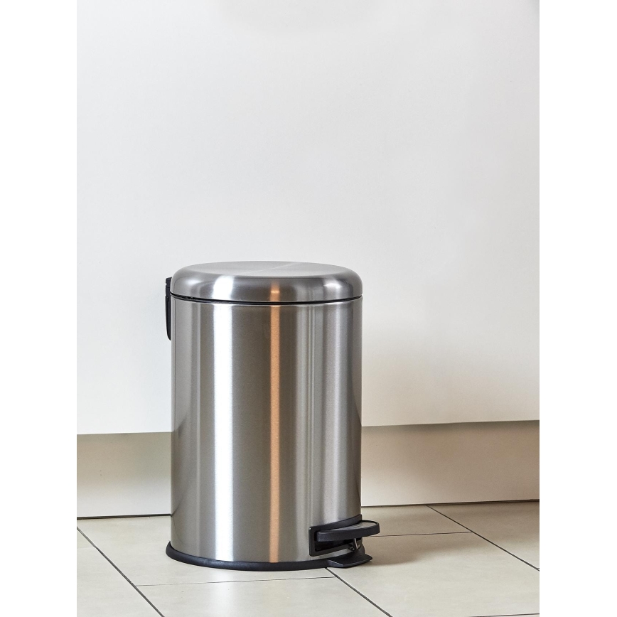 WENKO 22704100 - LEMAN Waste Bin 30,5x44 cm stainless steel/satin/black