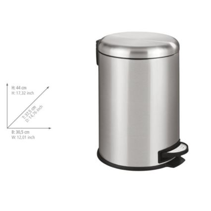 WENKO 22704100 - LEMAN Waste Bin 30,5x44 cm stainless steel/satin/black