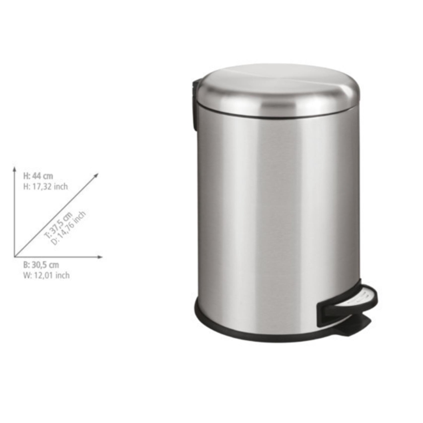 WENKO 22704100 - LEMAN Waste Bin 30,5x44 cm stainless steel/satin/black
