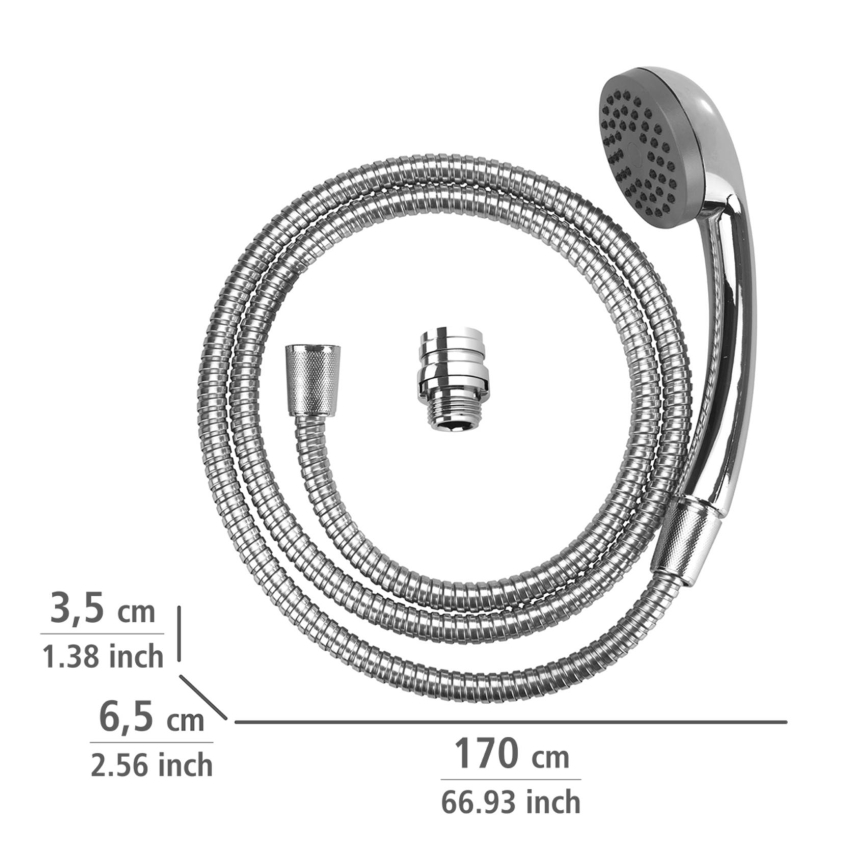 WENKO 22866100 - UNIVERSAL Shower 170 x 6.5 cm, glossy chrome/silver/grey
