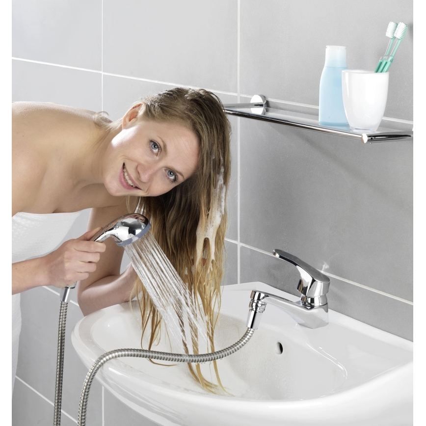 WENKO 22866100 - UNIVERSAL Shower 170 x 6.5 cm, glossy chrome/silver/grey