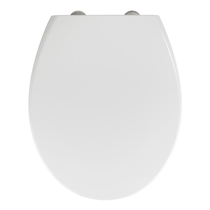 WENKO 22973100-WC DELOS Toilet Seat 44.5 x 37.5 cm White/Silver