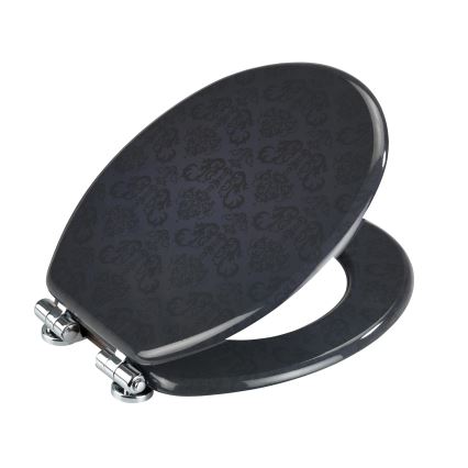 WENKO 22977100-BELLEVUE Toilet Seat 35,5x42,5 cm Anthracite/Silver