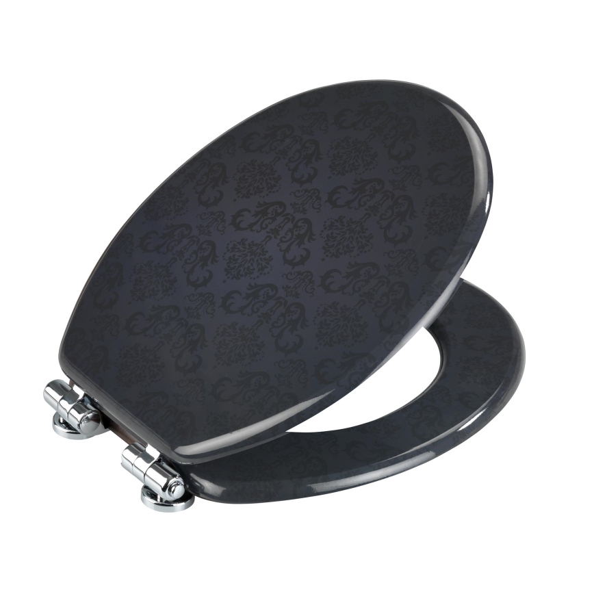 WENKO 22977100-BELLEVUE Toilet Seat 35,5x42,5 cm Anthracite/Silver