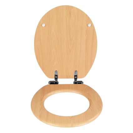 WENKO 22979100-WC NATURAL BEECH toilet seat 35.5 x 42.5 cm brown/silver