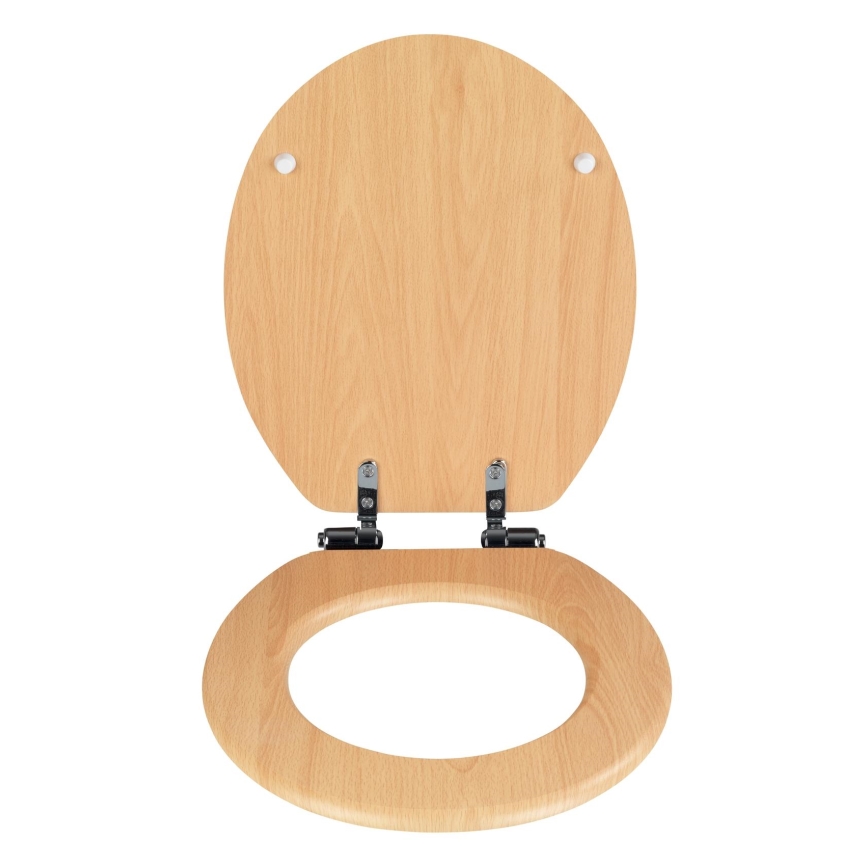 WENKO 22979100-WC NATURAL BEECH toilet seat 35.5 x 42.5 cm brown/silver