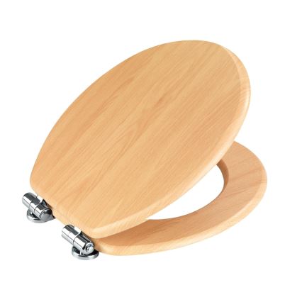 WENKO 22979100-WC NATURAL BEECH toilet seat 35.5 x 42.5 cm brown/silver