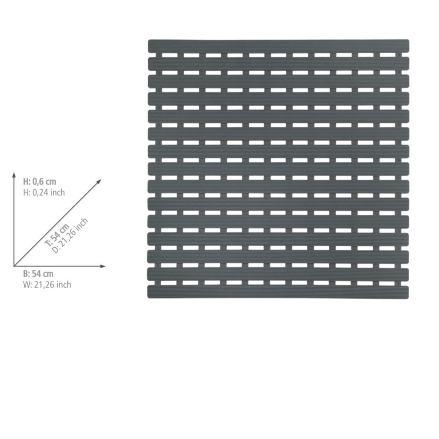 WENKO 23125100-ARINOS shower mat 54x54 cm grey/grey