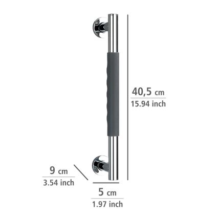 WENKO 23284100-Grab Bar SECURA 40.5 x 9 cm stainless steel/anthracite/polished chrome