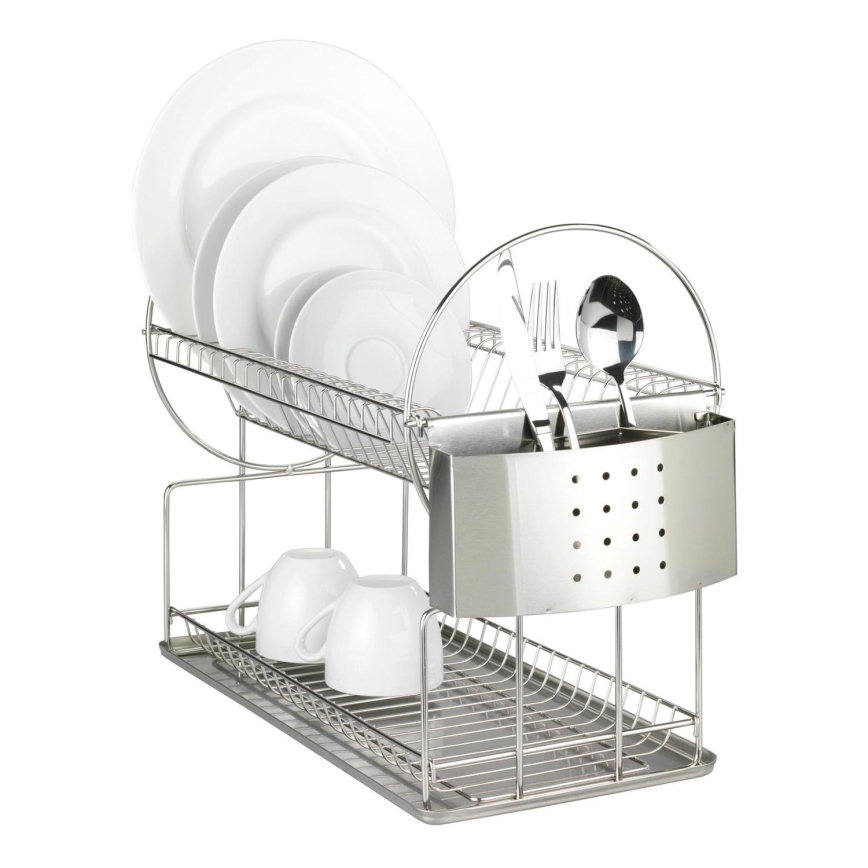 WENKO 2329100 - DUO Dish Drainer 21x33 cm stainless steel/silver