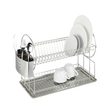 WENKO 2329100 - DUO Dish Drainer 21x33 cm stainless steel/silver