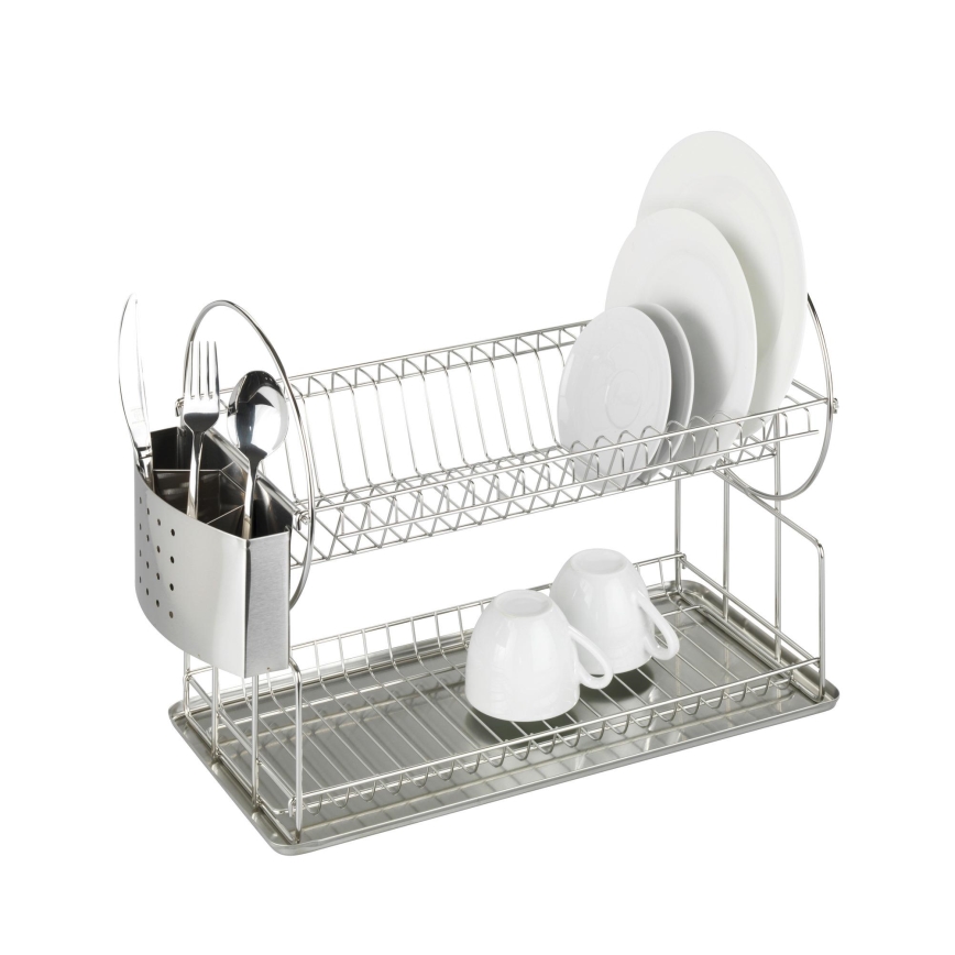 WENKO 2329100 - DUO Dish Drainer 21x33 cm stainless steel/silver