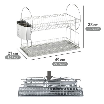 WENKO 2329100 - DUO Dish Drainer 21x33 cm stainless steel/silver