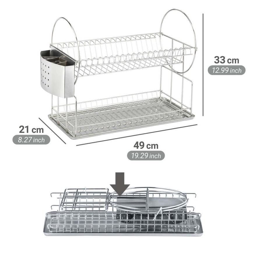 WENKO 2329100 - DUO Dish Drainer 21x33 cm stainless steel/silver