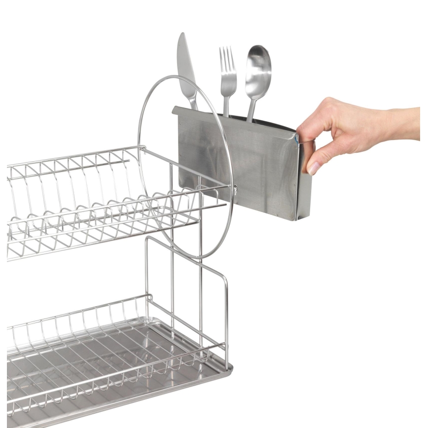 WENKO 2329100 - DUO Dish Drainer 21x33 cm stainless steel/silver