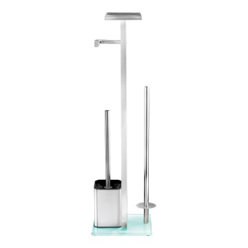 WENKO 23364100 - DEBAR Toilet Brush 21 x 70.5 cm, stainless steel/satin/white
