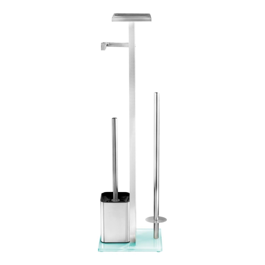 WENKO 23364100 - DEBAR Toilet Brush 21 x 70.5 cm, stainless steel/satin/white