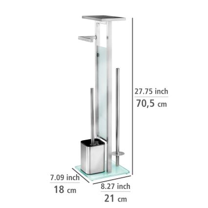 WENKO 23364100 - DEBAR Toilet Brush 21 x 70.5 cm, stainless steel/satin/white