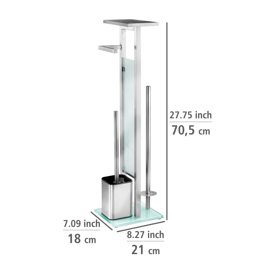 WENKO 23364100 - DEBAR Toilet Brush 21 x 70.5 cm, stainless steel/satin/white