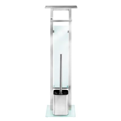 WENKO 23364100 - DEBAR Toilet Brush 21 x 70.5 cm, stainless steel/satin/white