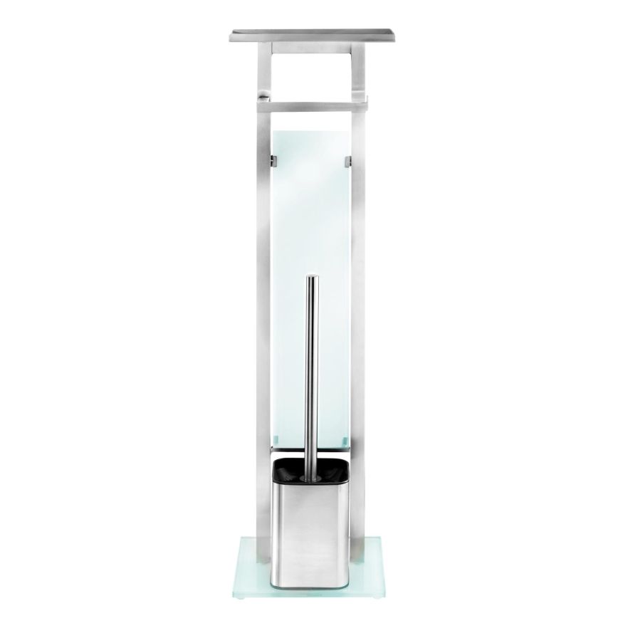 WENKO 23364100 - DEBAR Toilet Brush 21 x 70.5 cm, stainless steel/satin/white