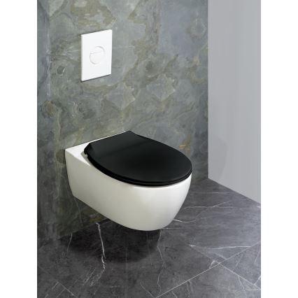 WENKO 23443100-WC KOS Toilet Seat 44 x 37 cm, Black/Silver