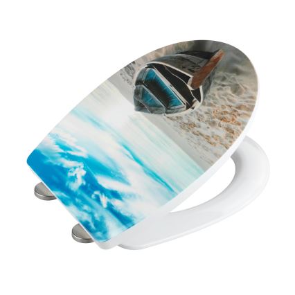 WENKO 23532100-WC Toilet Seat 300/350 KG WC Seat 36,5x45 cm Multicolored/Silver