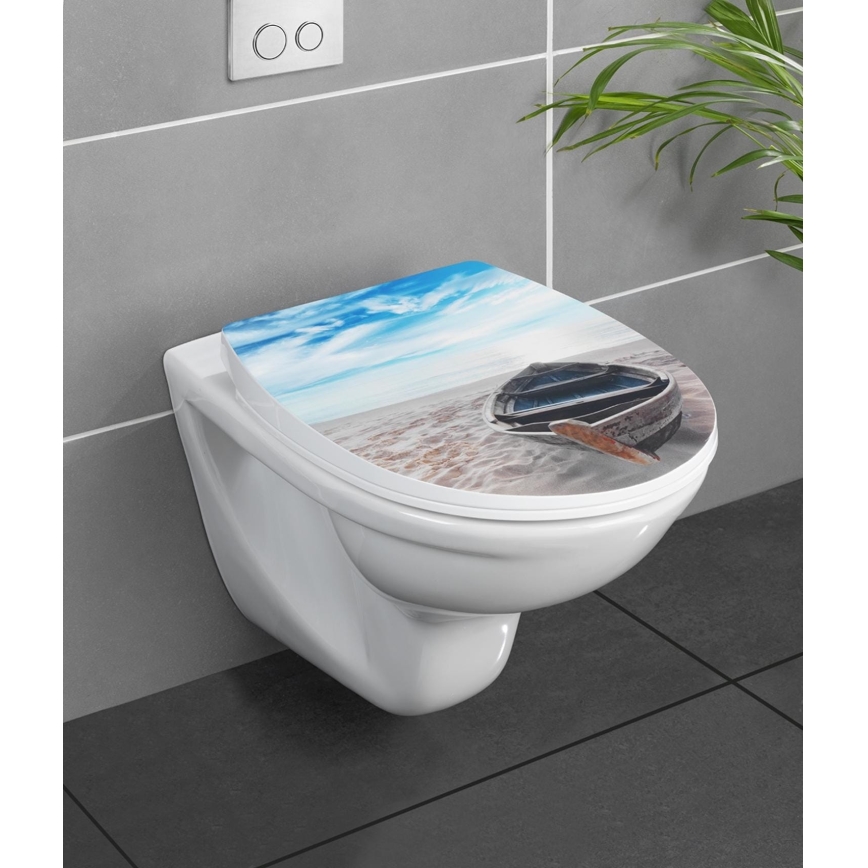 WENKO 23532100-WC Toilet Seat 300/350 KG WC Seat 36,5x45 cm Multicolored/Silver