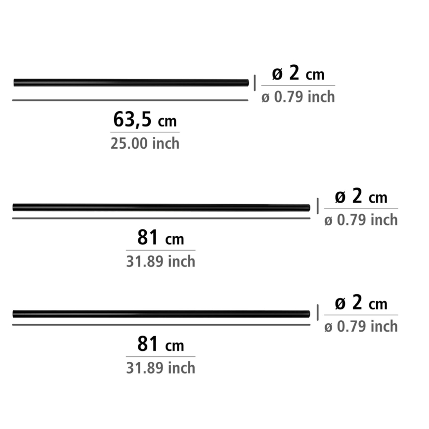 WENKO 23565100 - Black Rod 2 x 2 cm
