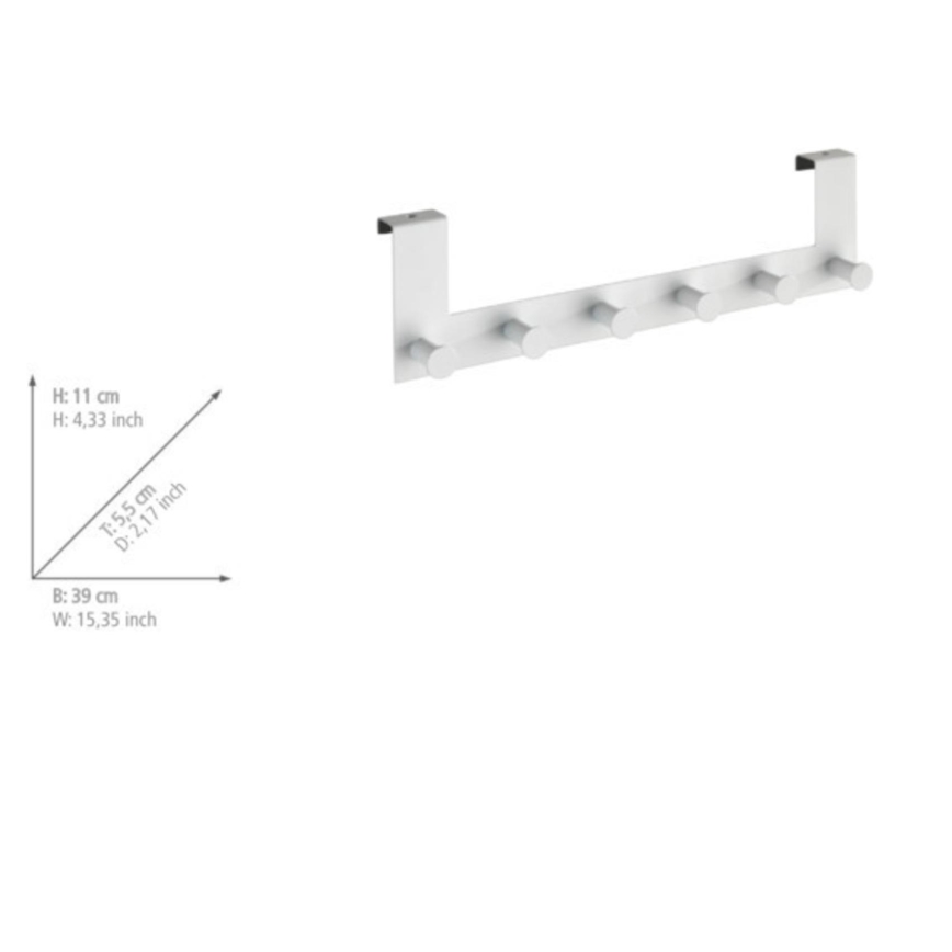 WENKO 23724100 - CELANO Wall-Mounted Coat Rack 39 x 11 cm White
