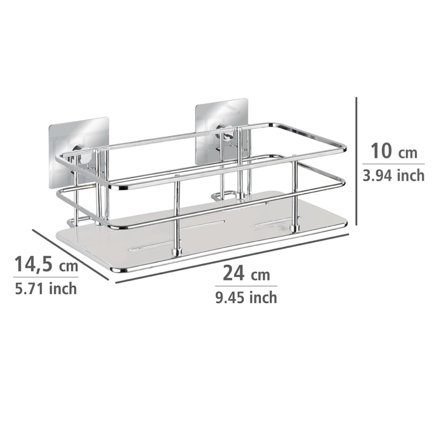 WENKO 23854800 - TURBO-LOC QUADRO ED. Shelf 24 x 14.5 cm, stainless steel / polished chrome