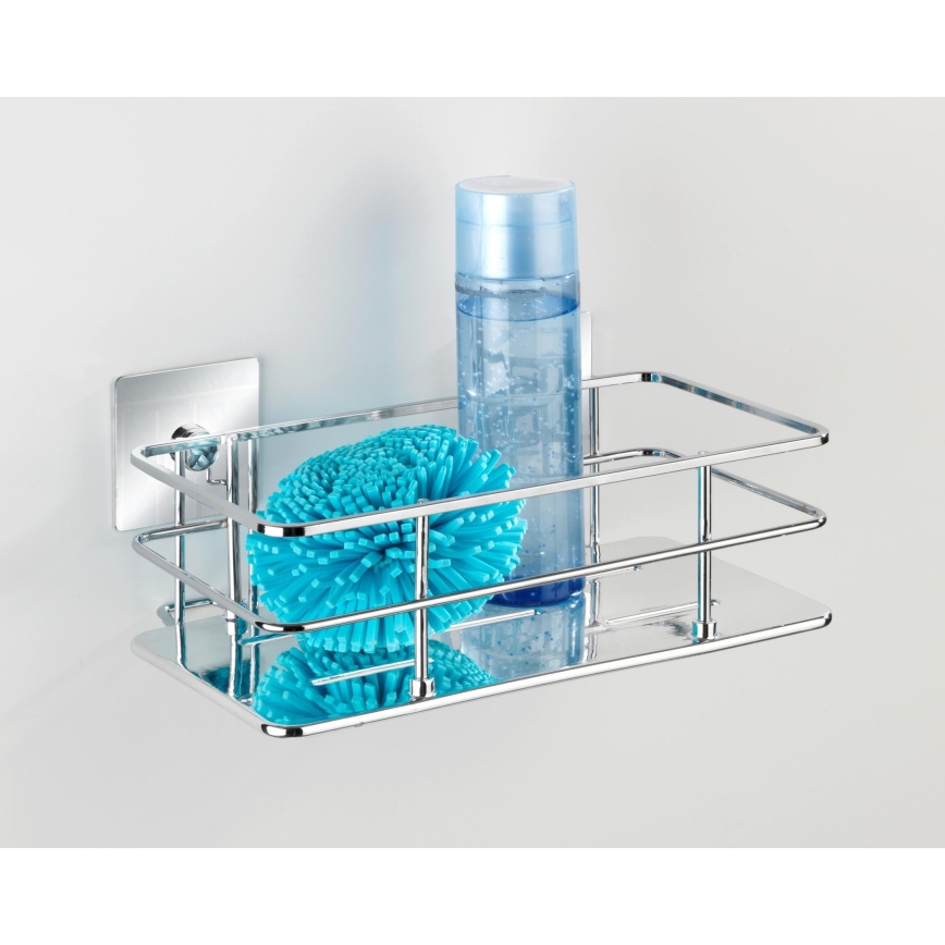 WENKO 23854800 - TURBO-LOC QUADRO ED. Shelf 24 x 14.5 cm, stainless steel / polished chrome