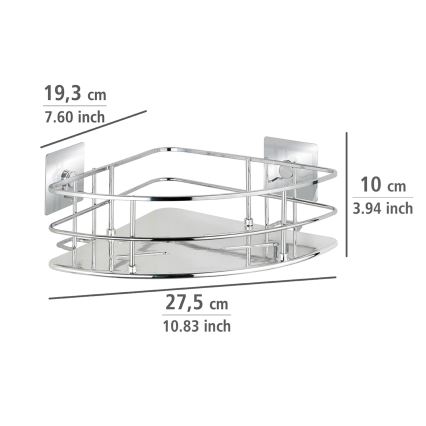 WENKO 23856800 - TURBO-LOC QUADRO ED. Shelf, 27.5 x 19.3 cm, stainless steel with polished chrome finish