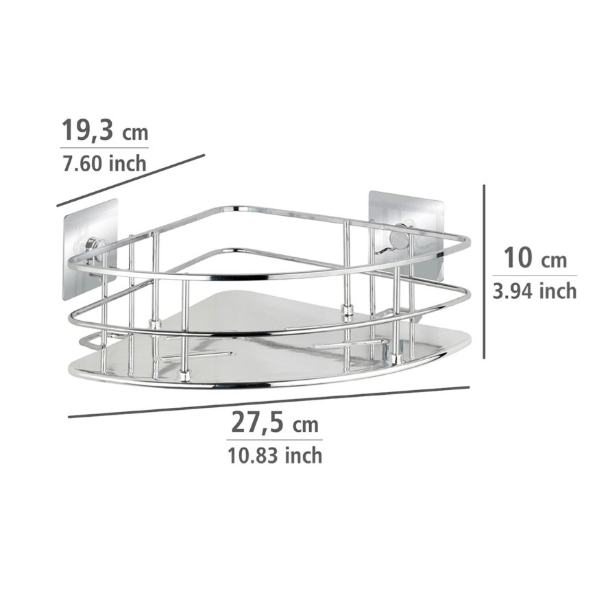 WENKO 23856800 - TURBO-LOC QUADRO ED. Shelf, 27.5 x 19.3 cm, stainless steel with polished chrome finish