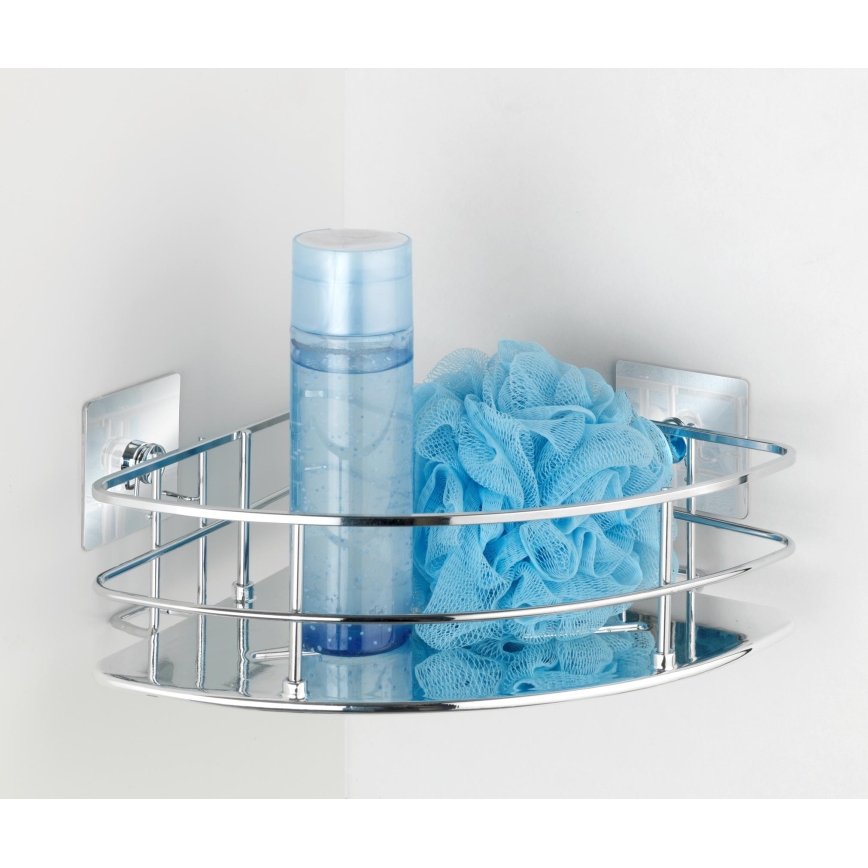 WENKO 23856800 - TURBO-LOC QUADRO ED. Shelf, 27.5 x 19.3 cm, stainless steel with polished chrome finish