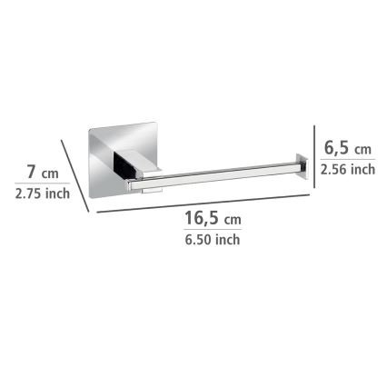 WENKO 23859800 - TURBO-LOC QUADRO ED Toilet Paper Holder, 16.5 x 6.5 cm, Stainless Steel