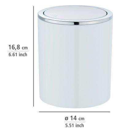 WENKO 23930100 - INCA Bin 14 x 16.8 cm, White/Polished Chrome