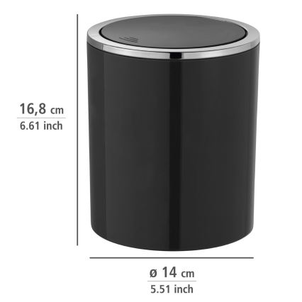 WENKO 23934100 - INCA Waste Bin 14 x 16.8 cm Black/Polished Chrome